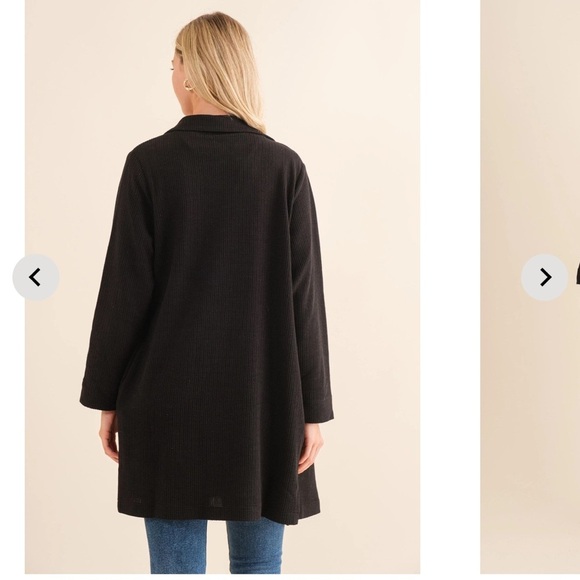 Cozy Co Waffle Knit Long Cardigan Black Knit size small - Picture 12 of 14